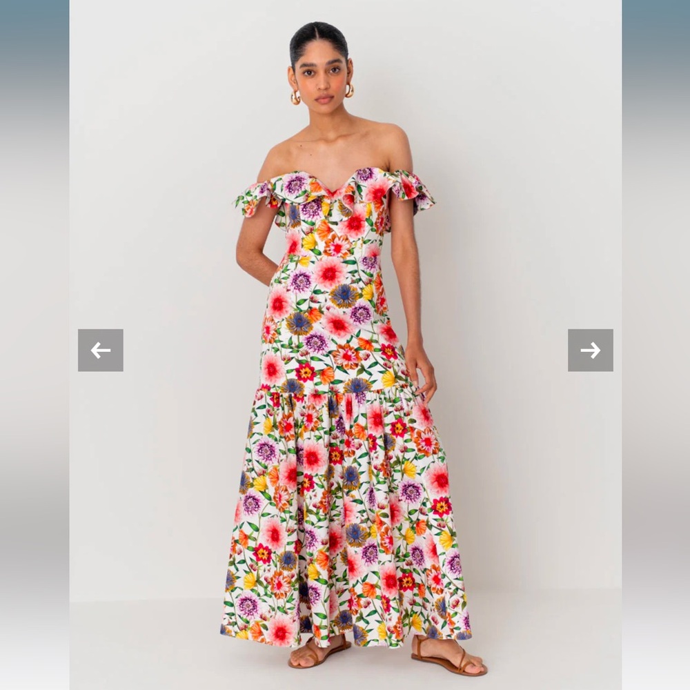 Borgo de norJazella cotton maxi dress in summer garden pink. Uk 8 or US 4